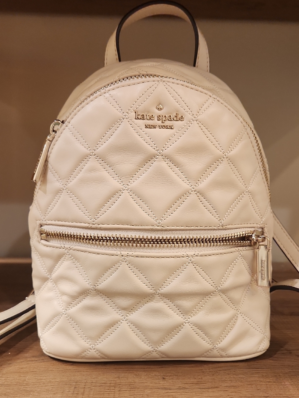 kate spade Cream Quilted Mini Backpack with Gold Hardware
